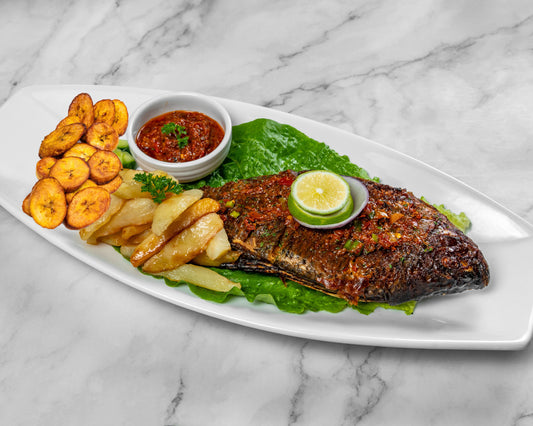 Aboki Grilled Tilapia, Frieds & Plantain